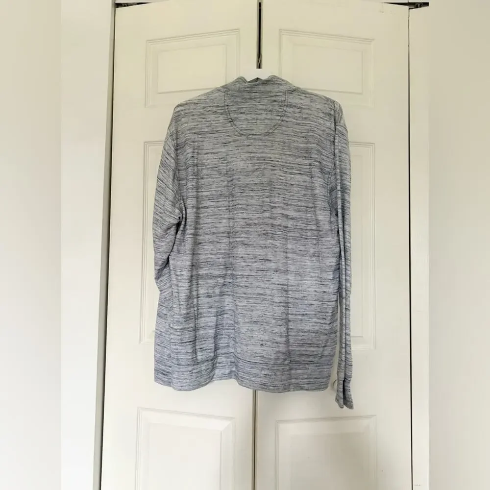 Mens IZOD Saltwater Quarter-Zip Sweater Heather Gray Pullover Shirt Size Large